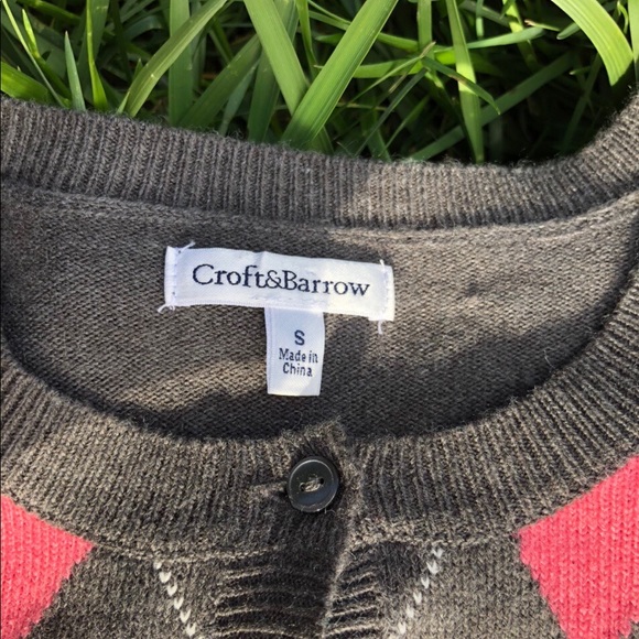 vintage pink/grey argyle sweater - Picture 3 of 3